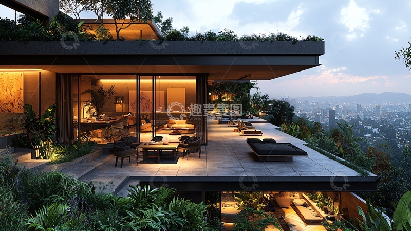 高清大图下载【趣麦麦图】山顶别墅夜景