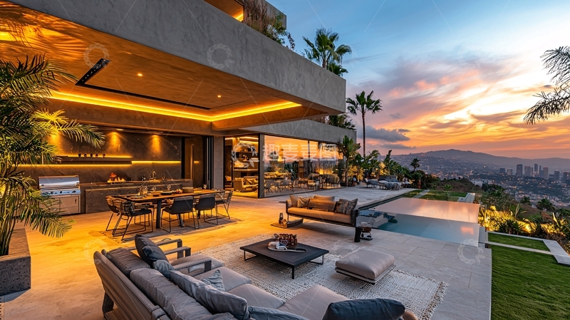 高清大图下载【趣麦麦图】现代豪宅夜景