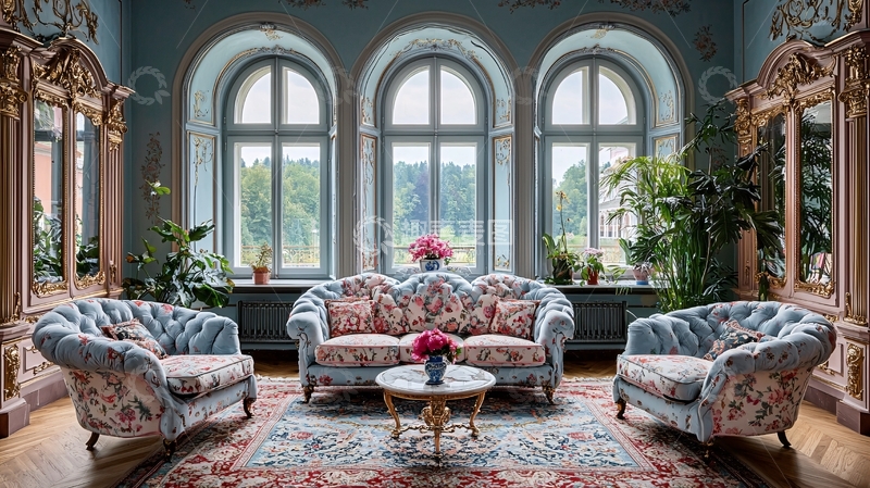 高清大图下载【趣麦麦图】欧式复古客厅