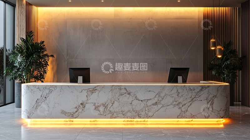 高清大图下载【趣麦麦图】现代简约大理石酒店前台