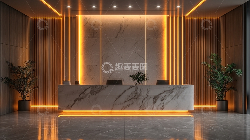 高清大图下载【趣麦麦图】高端酒店大理石前台