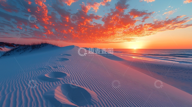 高清大图下载【趣麦麦图】沙滩日落