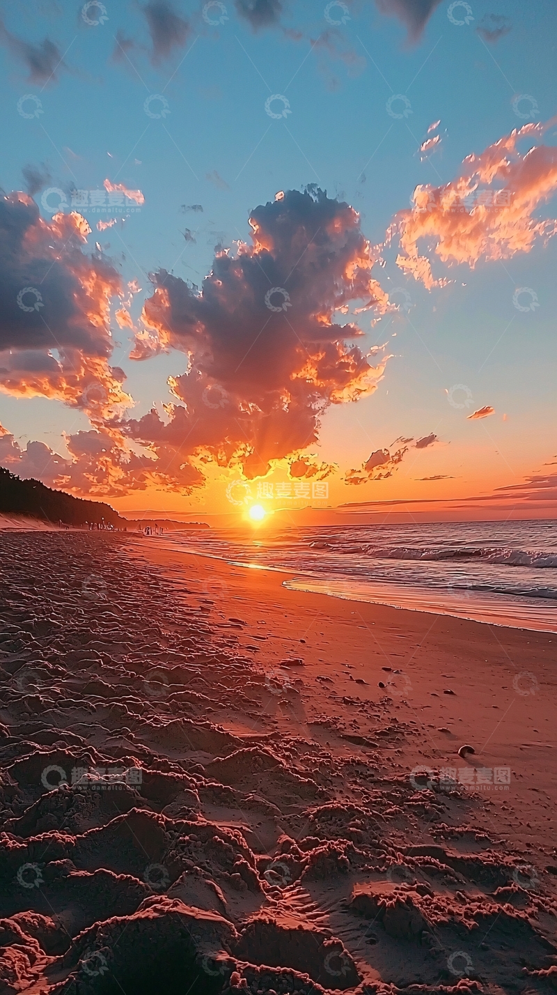 高清大图下载【趣麦麦图】海滩日落景色