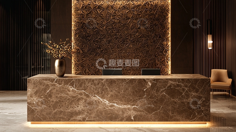 高清大图下载【趣麦麦图】奢华接待台与装饰墙