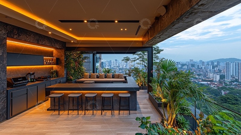 高清大图下载【趣麦麦图】高层住宅露台酒吧设计