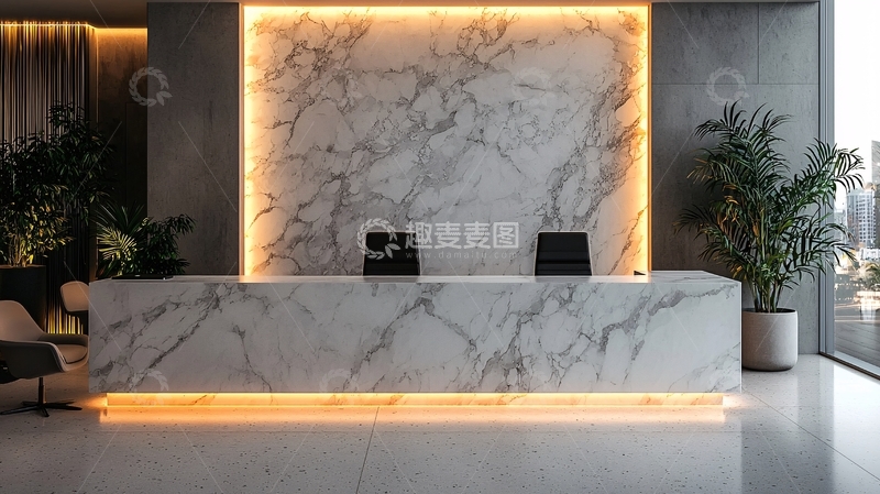 高清大图下载【趣麦麦图】现代简约大理石酒店前台