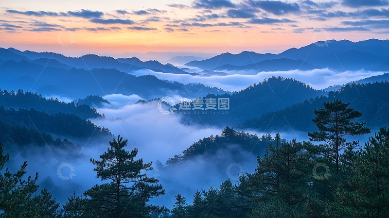 高清大图下载【趣麦麦图】清晨云海山峦