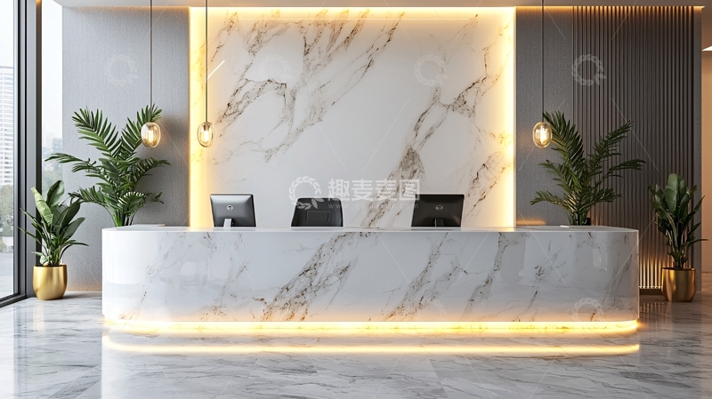 高清大图下载【趣麦麦图】接待台背景墙大理石