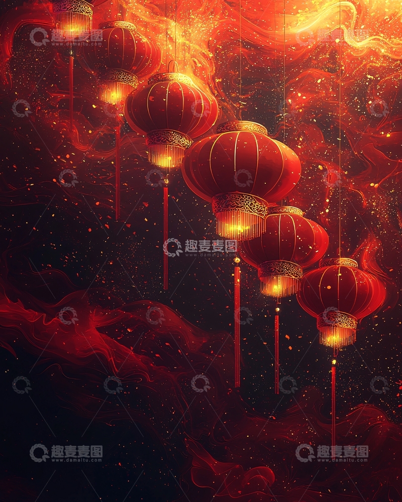 高清大图下载【趣麦麦图】红灯笼梦幻背景