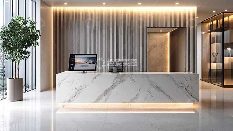 高清大图下载【趣麦麦图】现代简约大理石前台