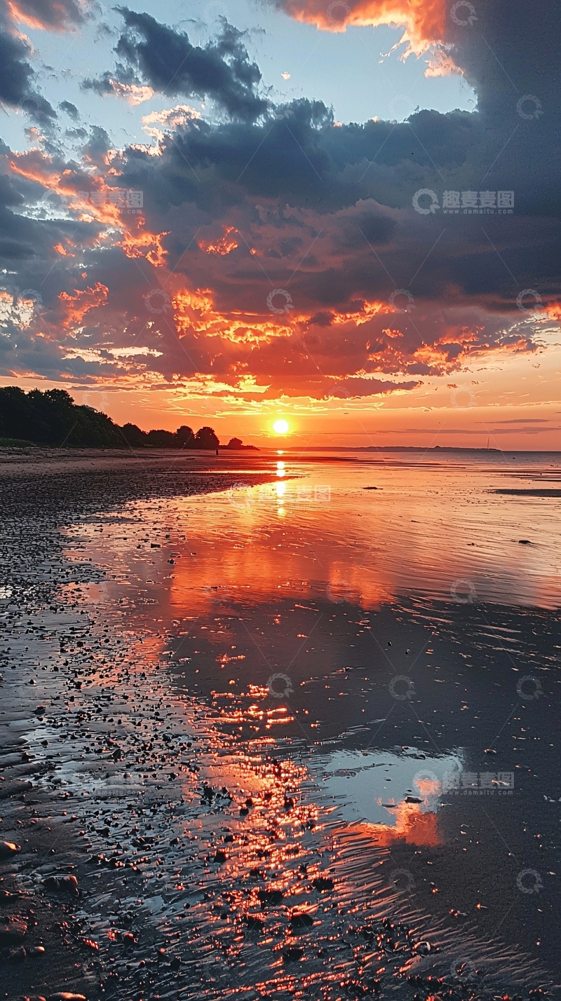 高清大图下载【趣麦麦图】日落海滩景色