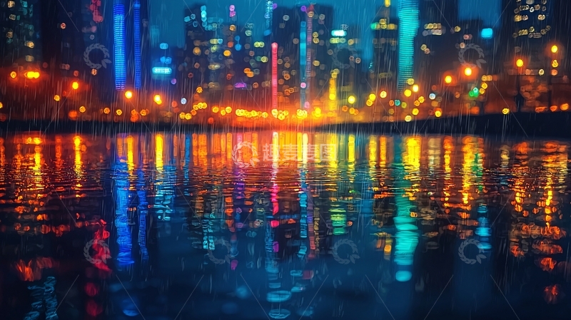 高清大图下载【趣麦麦图】夜景城市倒影