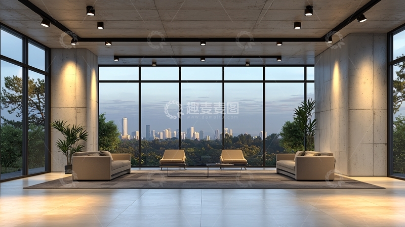 高清大图下载【趣麦麦图】现代化落地窗办公空间