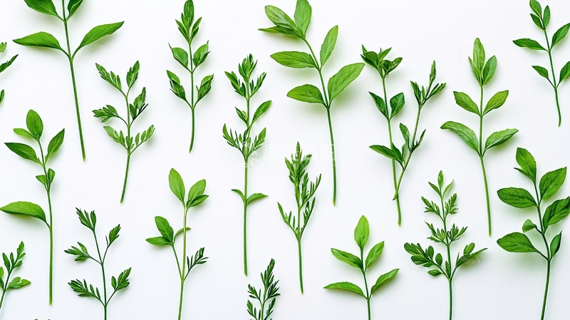 高清大图下载【趣麦麦图】白色背景绿叶素材