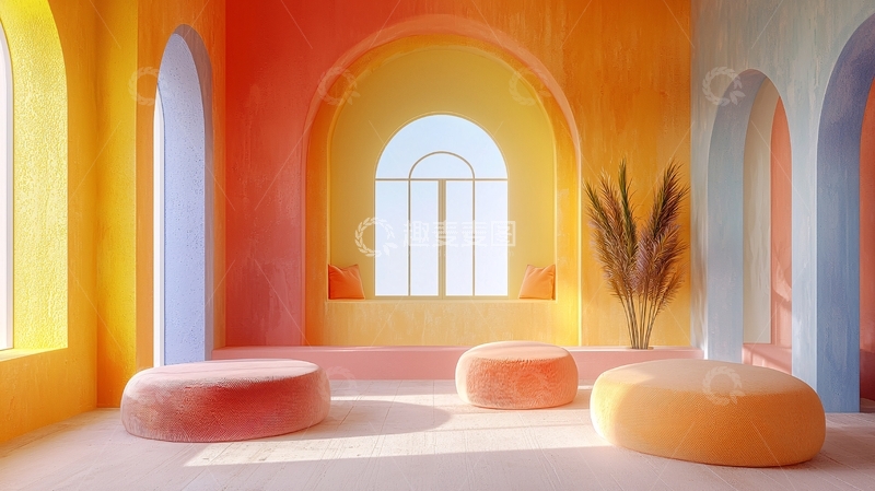 高清大图下载【趣麦麦图】彩色拱形房间
