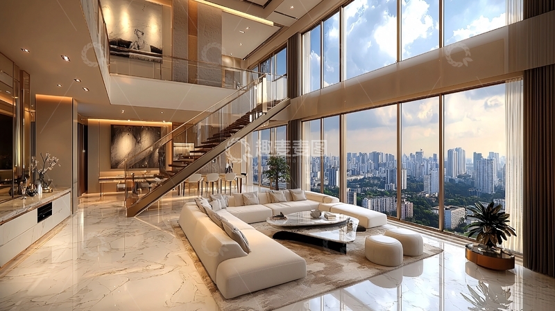 高清大图下载【趣麦麦图】现代简约风格复式公寓