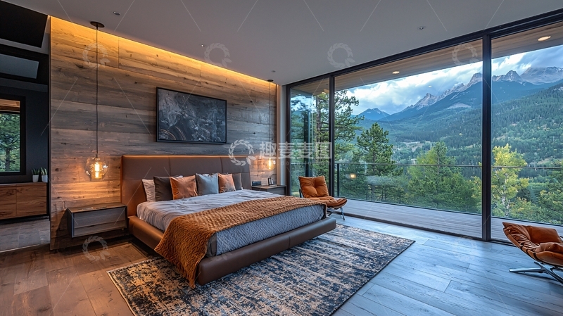 高清大图下载【趣麦麦图】现代简约山景卧室