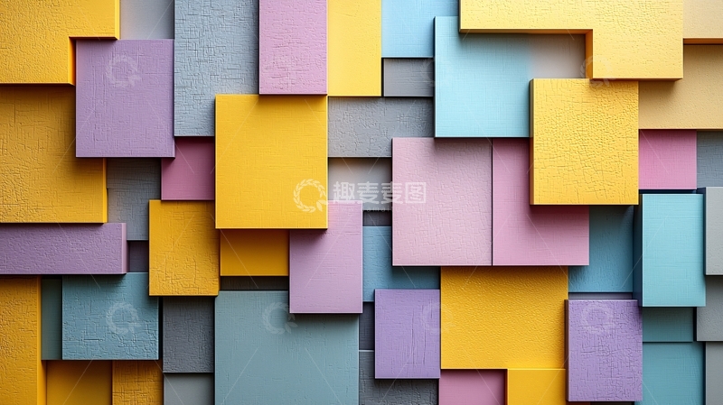 高清大图下载【趣麦麦图】彩色几何块拼接背景
