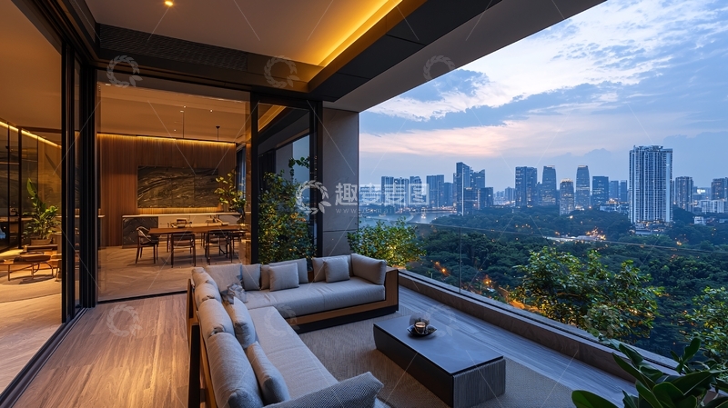 高清大图下载【趣麦麦图】-夜景阳台景观