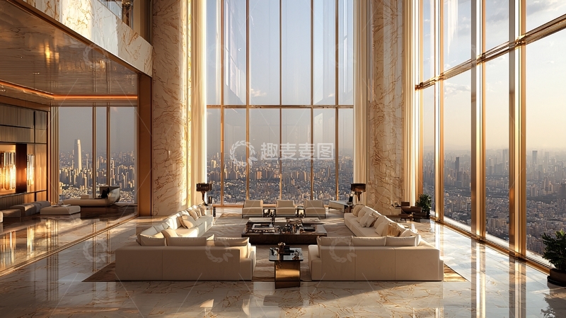 高清大图下载【趣麦麦图】超高层公寓客厅全景图