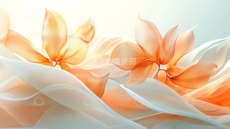 高清大图下载【趣麦麦图】轻柔飘逸的橘色花朵
