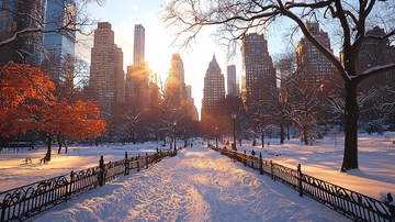 冬季纽约中央公园雪景