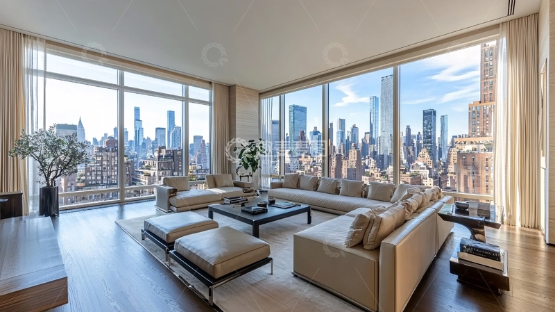 高清大图下载【趣麦麦图】纽约曼哈顿豪华公寓客厅