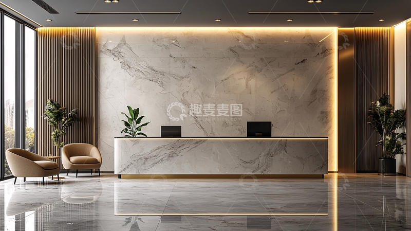 高清大图下载【趣麦麦图】现代接待台背景墙