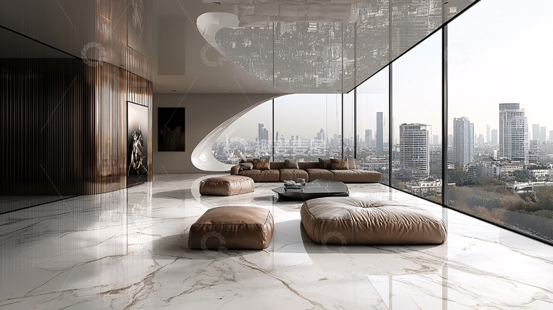 高清大图下载【趣麦麦图】现代极简风客厅大理石瓷砖