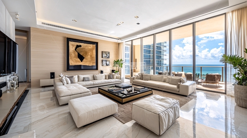 高清大图下载【趣麦麦图】现代海景豪宅客厅