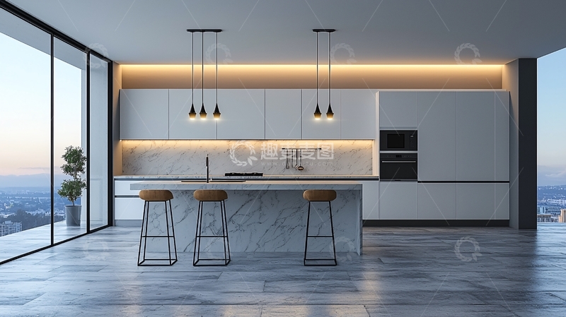 高清大图下载【趣麦麦图】现代极简风格厨房
