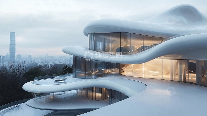 高清大图下载【趣麦麦图】流线型现代别墅