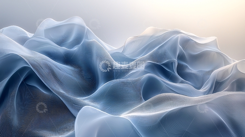 高清大图下载【趣麦麦图】轻盈飘逸的蓝色丝绸质感