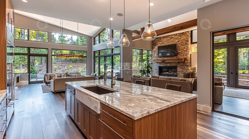 高清大图下载【趣麦麦图】现代简约开放式厨房