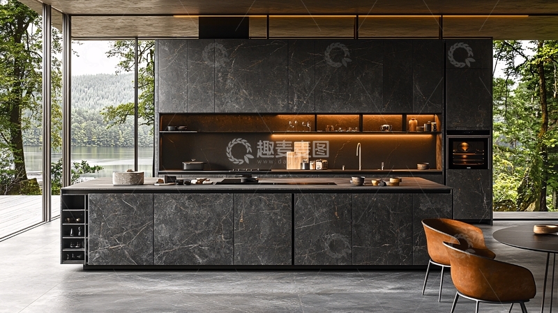 高清大图下载【趣麦麦图】现代极简灰色系厨房