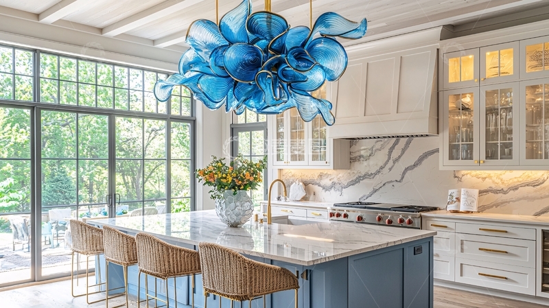 高清大图下载【趣麦麦图】蓝色玻璃吊灯