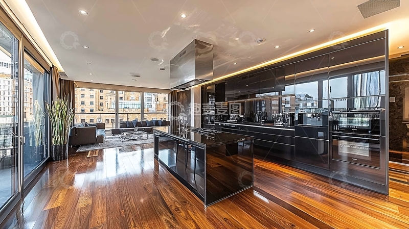 高清大图下载【趣麦麦图】现代化公寓开放式厨房