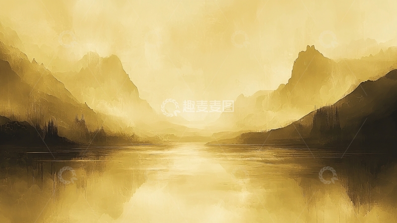 高清大图下载【趣麦麦图】金色山谷湖泊
