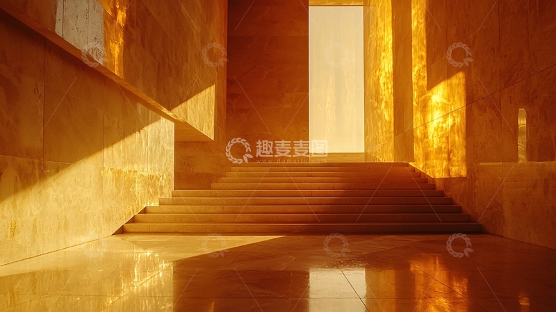 高清大图下载【趣麦麦图】金色大理石楼梯