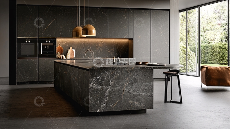 高清大图下载【趣麦麦图】现代化灰色系厨房