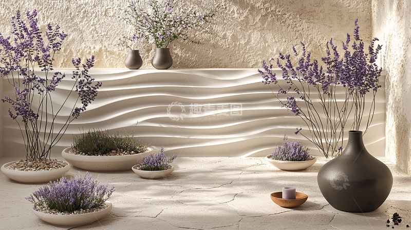 高清大图下载【趣麦麦图】薰衣草与简约家居背景