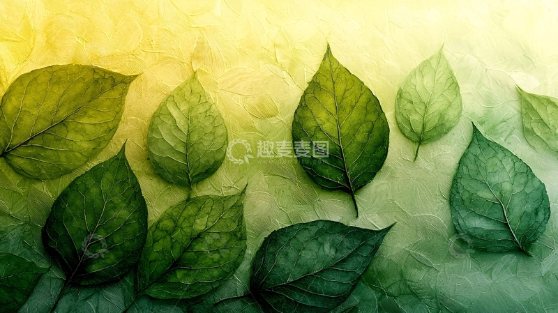 高清大图下载【趣麦麦图】水彩绿叶
