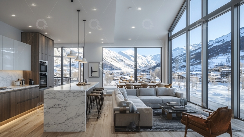 高清大图下载【趣麦麦图】现代简约山景别墅客厅