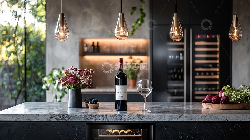 高清大图下载【趣麦麦图】现代化酒柜厨房