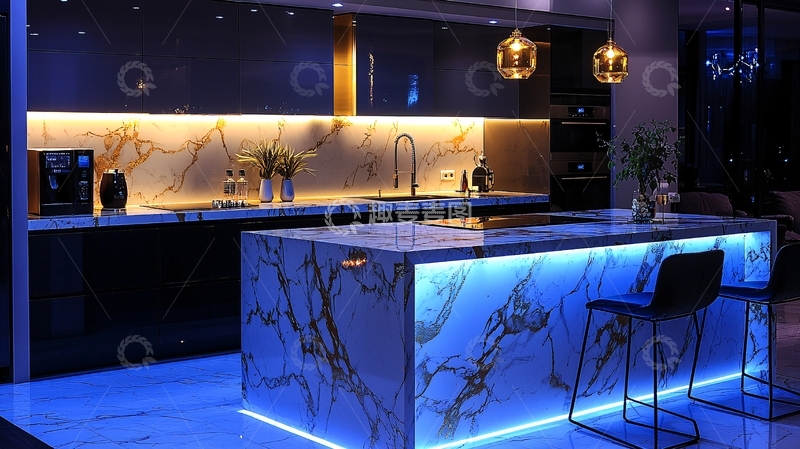 高清大图下载【趣麦麦图】现代风格厨房灯光设计