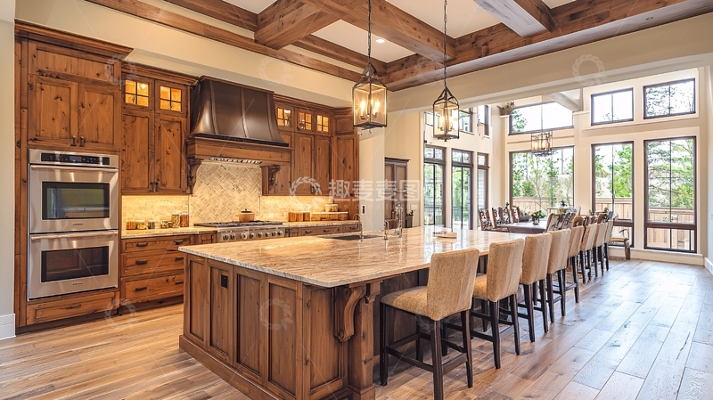 高清大图下载【趣麦麦图】美式乡村风格开放式厨房