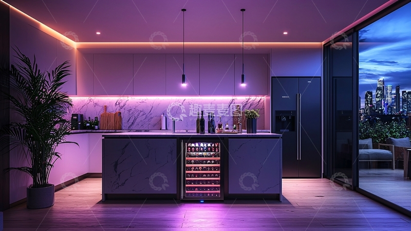 高清大图下载【趣麦麦图】现代简约风格厨房灯光设计