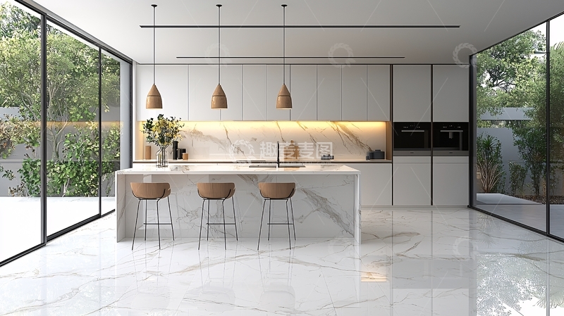 高清大图下载【趣麦麦图】现代极简风格开放式厨房
