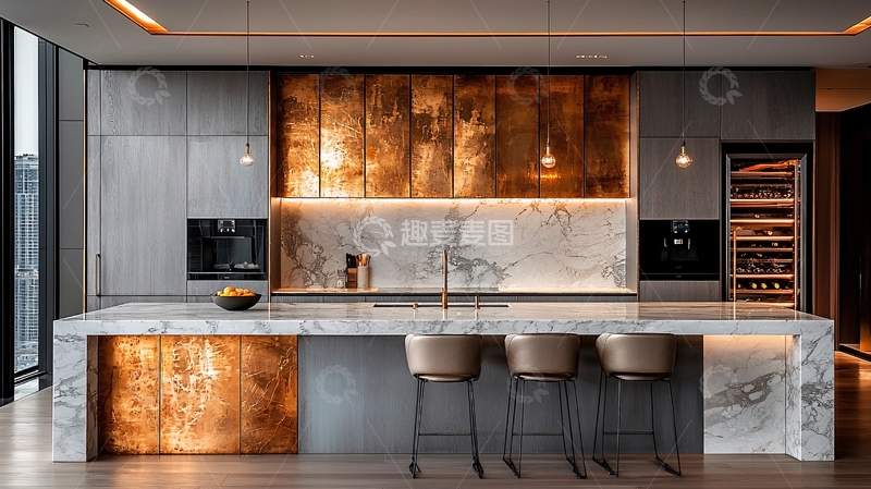 高清大图下载【趣麦麦图】现代轻奢厨房设计