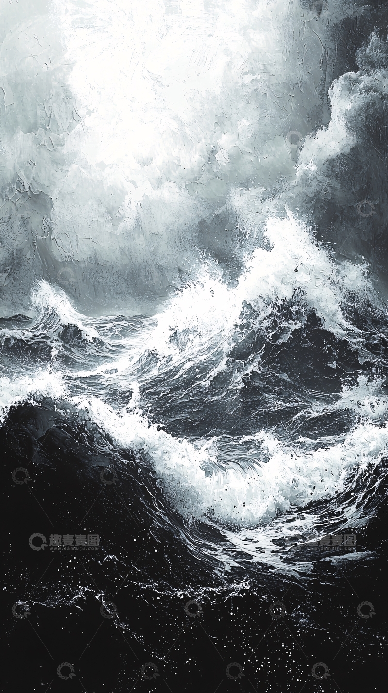 高清大图下载【趣麦麦图】暴风雨中的黑色海洋